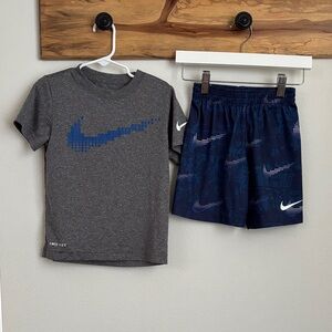 Nike Boys' Gray Tee and Navy Shorts Set